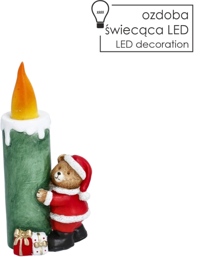Christmas LED decoration teddy bear in a Santa Claus costume - 1 piece