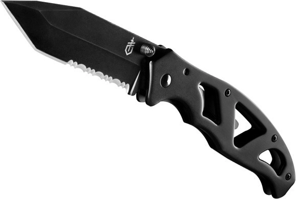 Gerber Paraframe II Serrated Black Pocket Knife, all-black