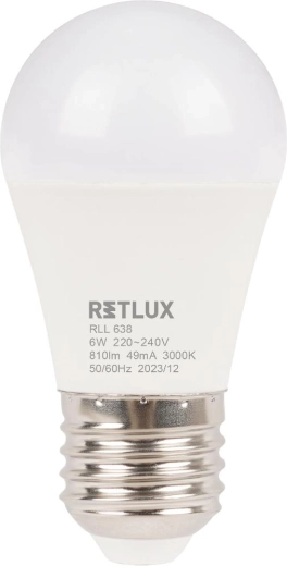 Ampoule LED RETLUX mini globe E27 6 W blanc chaud