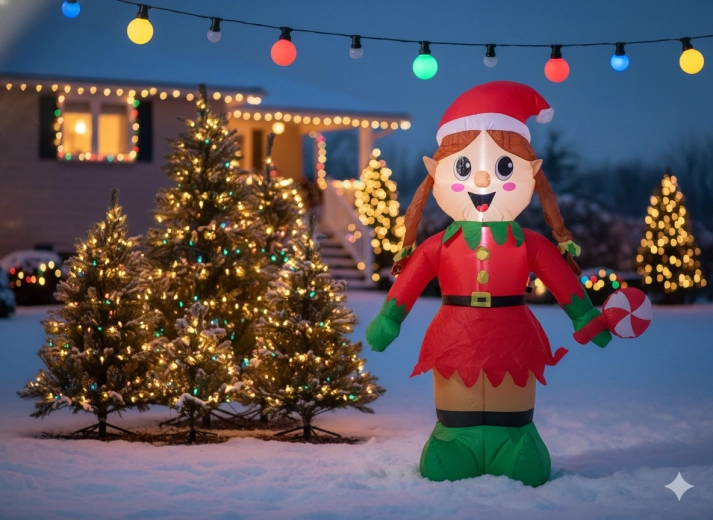 Elfe de Noël gonflable avec éclairage LED 150 cm