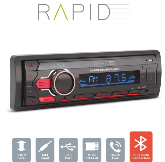 Autoradio Rapid 1 DIN met Bluetooth en MP3