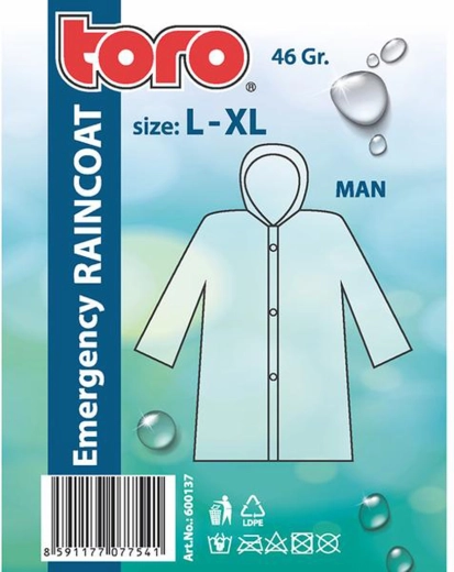 Herren-Regenponcho mit Kapuze L–XL