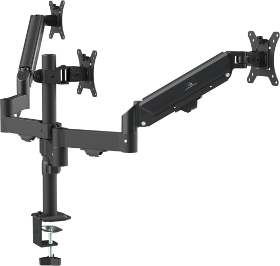 Triple monitor mount 17–27" with gas spring arms