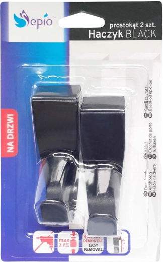 Roestvrijstalen ladehaak, zwart, 2 stuks