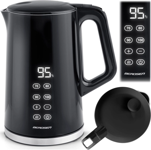 Electric Kettle 1.7 L BERDSEN black–silver with touch display