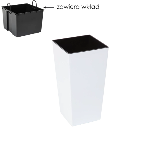 Cache-pot Finezja 14 × 14 cm blanc avec insert Lamela