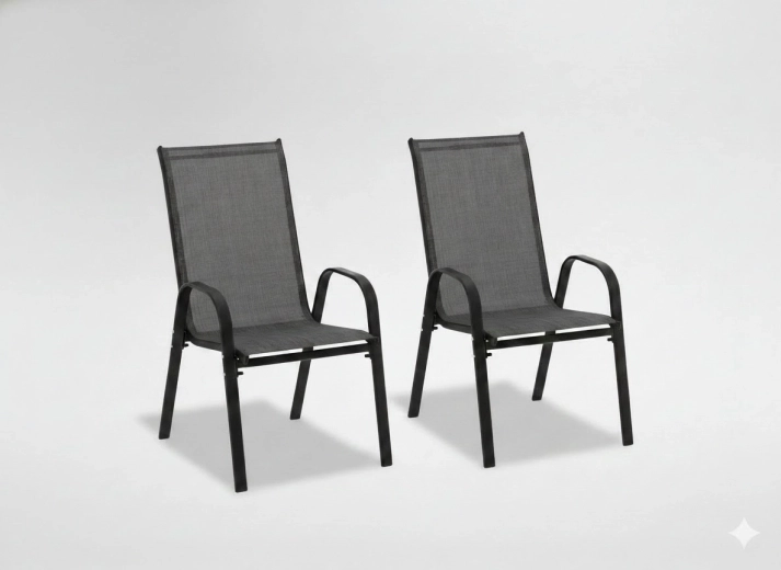 Set of 2 black garden chairs - 2 pcs