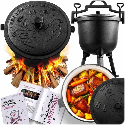 Eiserner emaillierter Kessel 8 l für Feuer und Grill