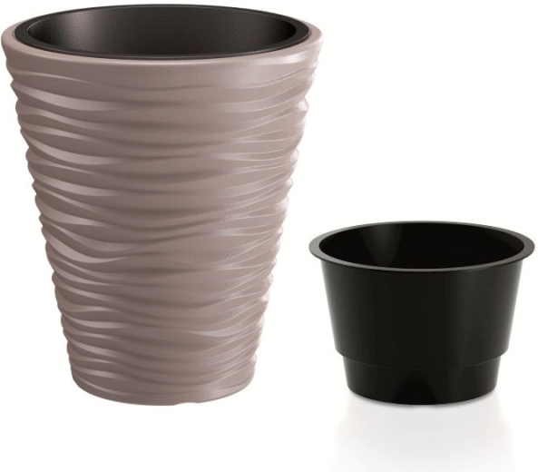 Bloempot Sand met inzet 38,8 cm mocca