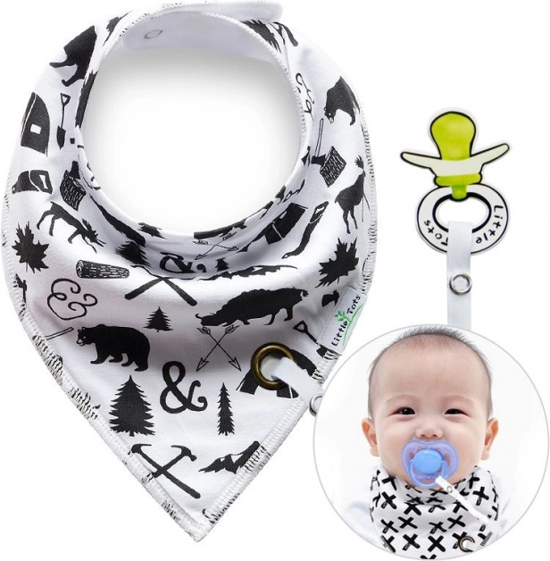 Lätzchen mit Schnullerclip Waldtiere