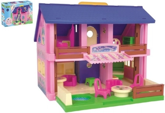 Plastic dollhouse 37 cm play house with accessories