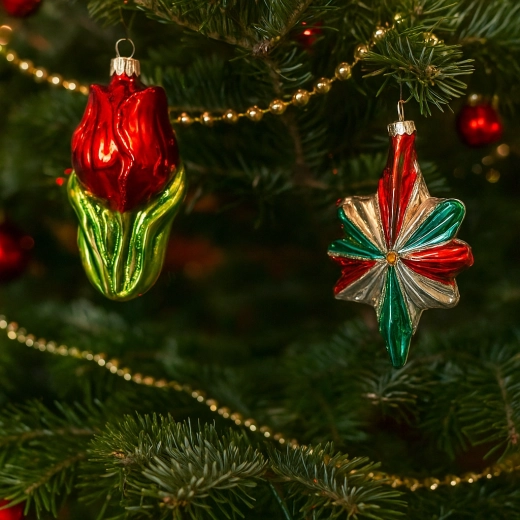 Décoration de Noël en verre rose avec clip, rouge, lot de 6 pièces