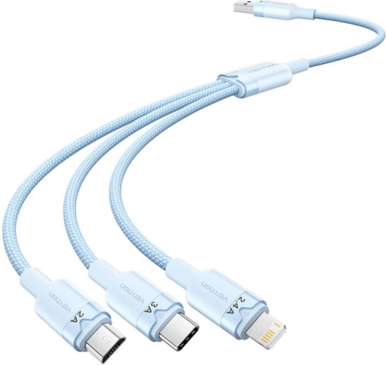 USB cable 3-in-1 1.5 m with USB‑C, Lightning and Micro‑USB connectors Vention