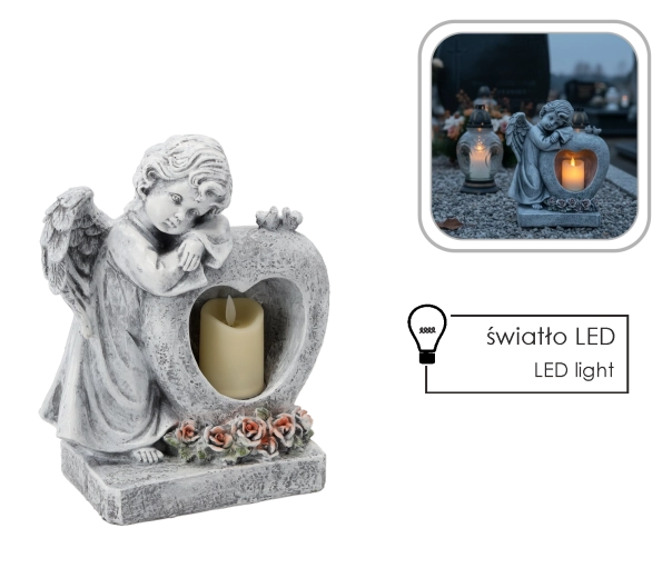 Engel Herz mit LED-Kerze Dekoration