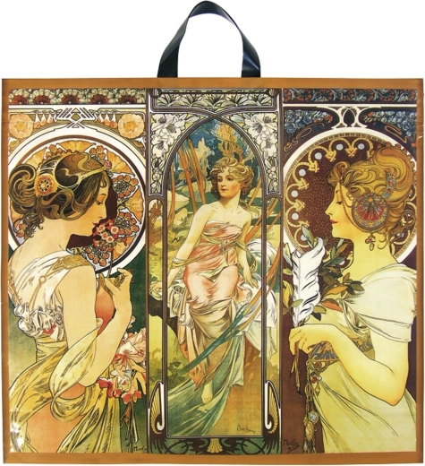 Kunststofftasche mit Alfons-Mucha-Motiv 55 × 50 cm