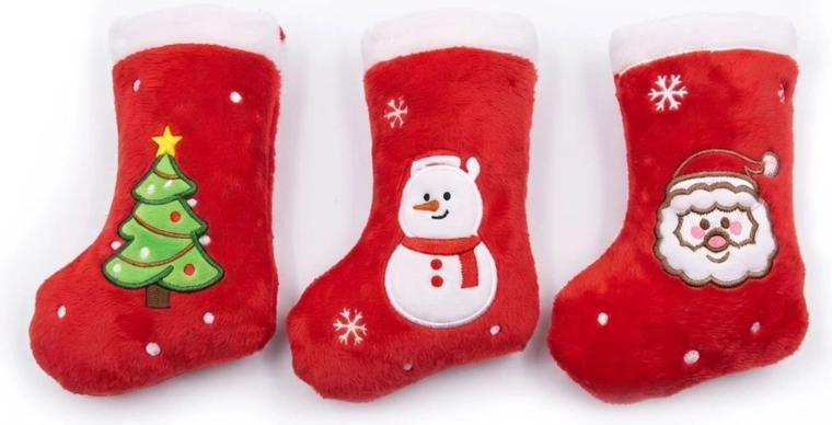 Jouet d’hiver en peluche pour chiens, couineur, en forme de botte - 1 pièce