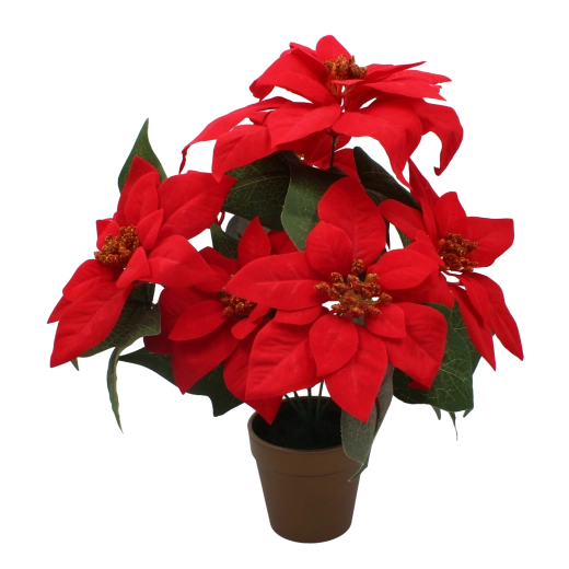 Artificial poinsettia in a golden flowerpot 38 cm