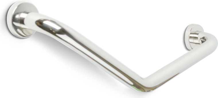45° angled bathroom grab bar made of chrome-plated stainless steel, 25 + 25 cm