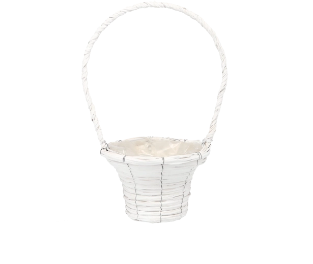 Witte rieten mand als bloempothoes 20 × 41 cm