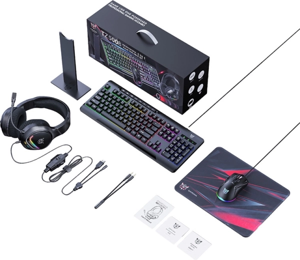 Onikuma 5-in-1 gaming set (keyboard, mouse, headset with microphone, mouse pad, stand)