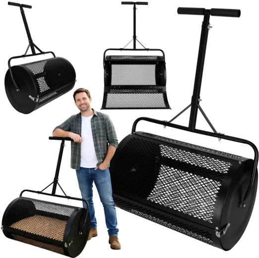 LUARO compost- en meststofstrooier met metalen gaasrol