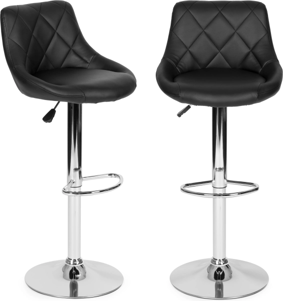 Tabouret de bar moderne pivotant avec hauteur réglable et accents chromés