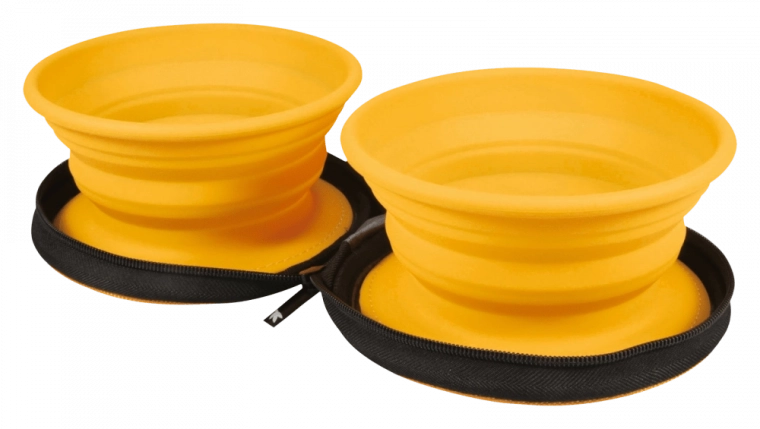 Reisset dubbele voerbak voor honden en katten KiwiWalker, oranje, 2 stuks