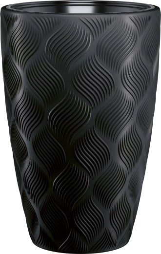 Pot de fleurs FLOW Slim 30 cm noir avec motif ondulé 3D