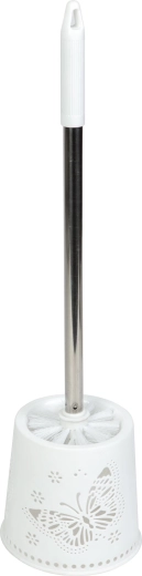Toilet brush with holder featuring butterfly motifs