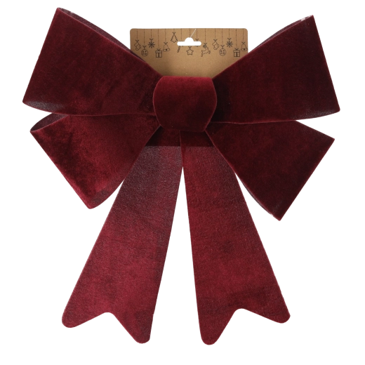 Nœud de Noël en velours bordeaux 36 × 51 cm