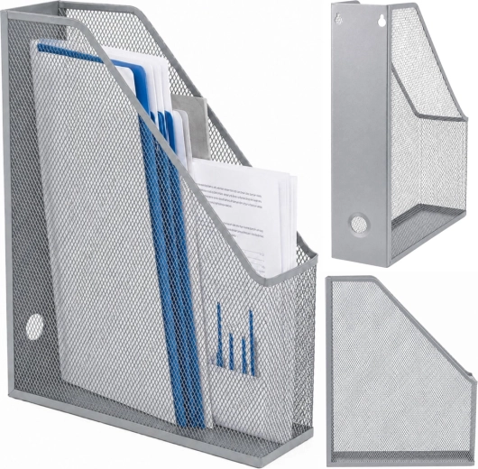 Organiseur porte-documents A4 en métal, argenté