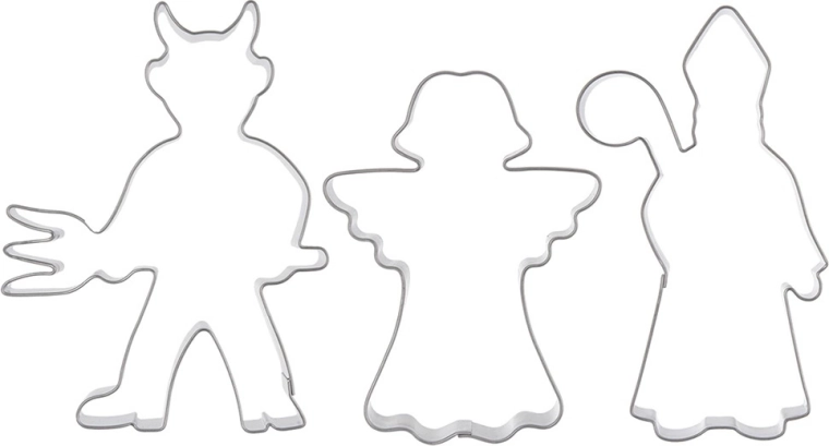 Set d’emporte-pièces en acier inoxydable ange, diable et saint Nicolas – 3 pcs