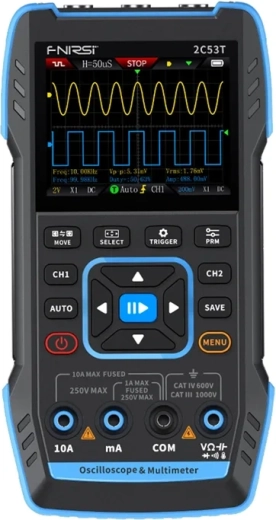 FNIRSI 2C53T portable oscilloscope, multimeter and signal generator 3-in-1