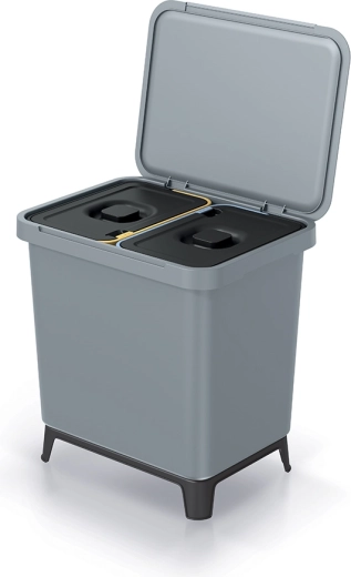 Doppelfach-Mülltrennbehälter 2×10 l hellgrau
