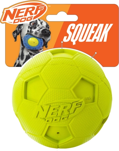 Nerf Dog rubber squeaky soccer ball for dogs 10 cm