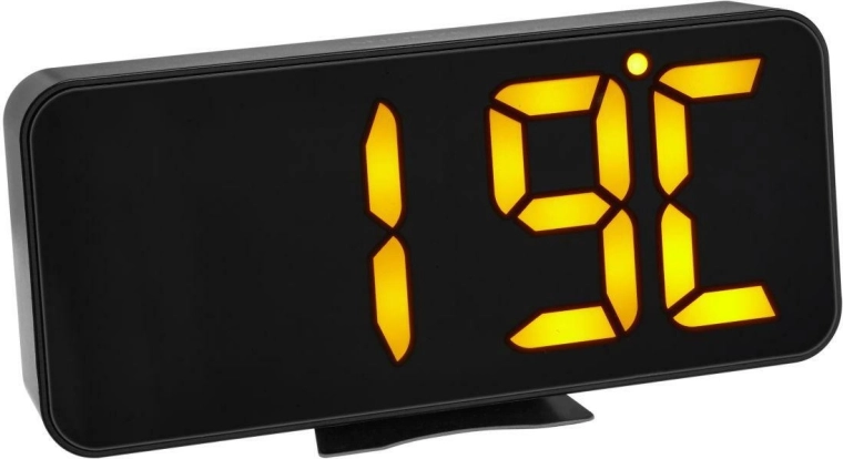 Digitale TFA-wekker met thermometer en grote oranje LED-cijfers