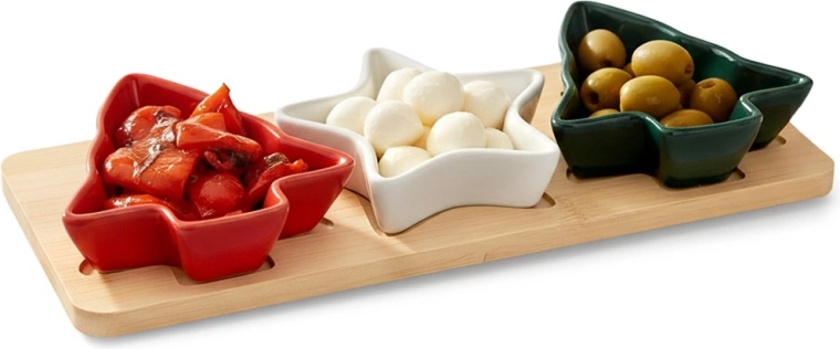 Petits bols en porcelaine pour amuse-bouches sur plateau, set 4 pièces