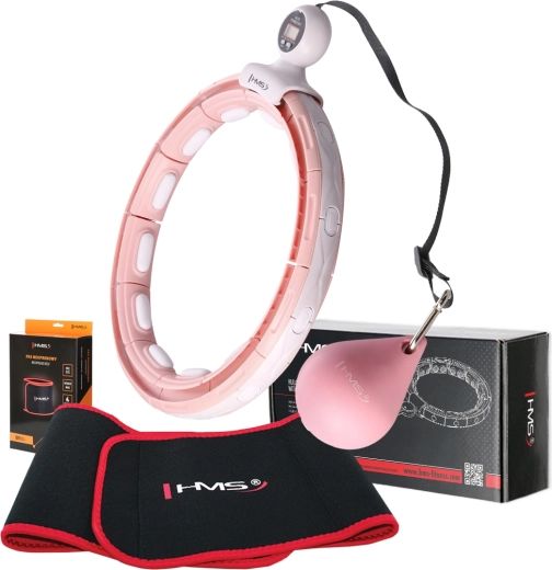 Set massage hula hoop HMS HHM15 met teller + afslankriem HMS BR163, roze