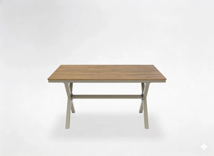 Aluminium tuintafel beige 150 × 90 × 74 cm