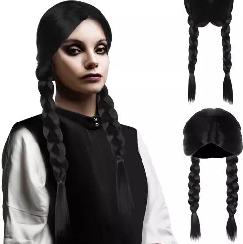 Long women's wig with two braids