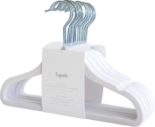 3 Sprouts velvet kids hangers white 15 pcs