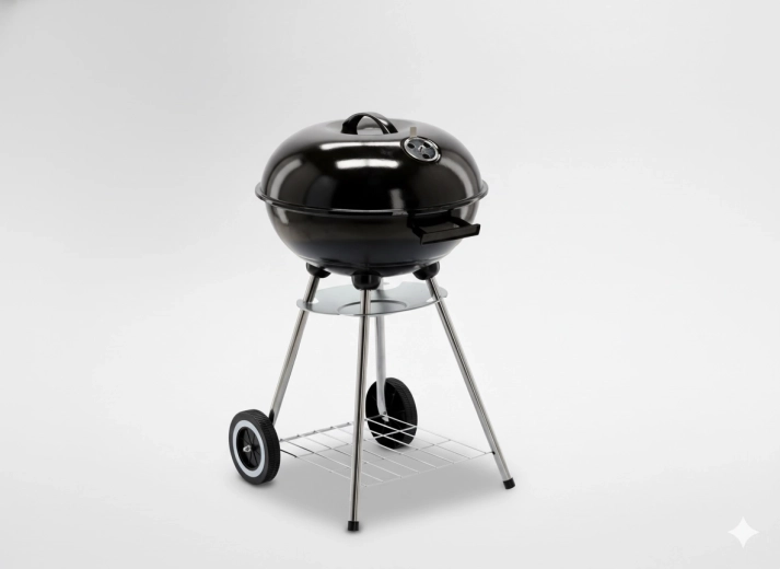 Round charcoal grill with lid and wheels 46 × 44 × 71 cm