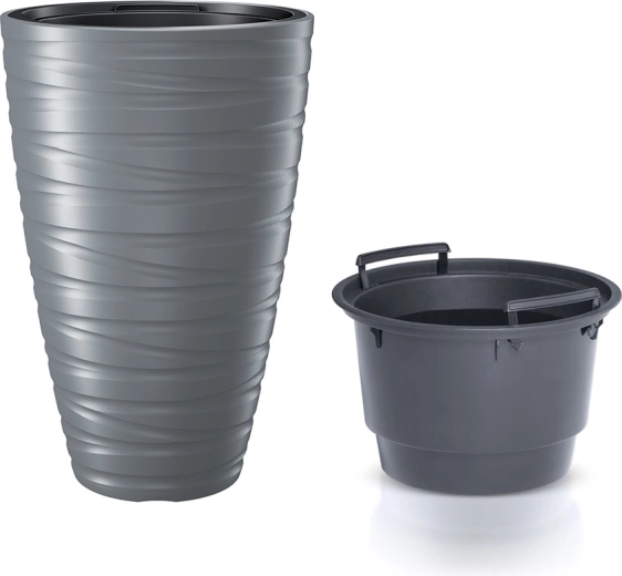 Hoge bloempot met inzet MAZE 37,5 cm – grijze steen