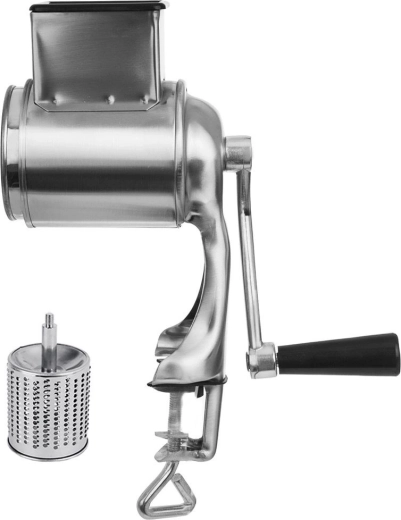 Stainless steel manual grater with countertop clamp