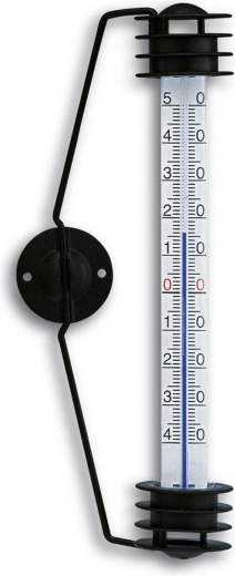 Thermomètre de fenêtre 19,5 cm en plastique et métal, noir