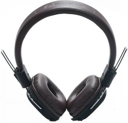 Remax RM‑100H brown stereo headphones with microphone