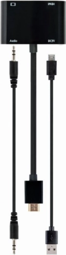 HDMI to HDMI + VGA Adapter with audio and power port