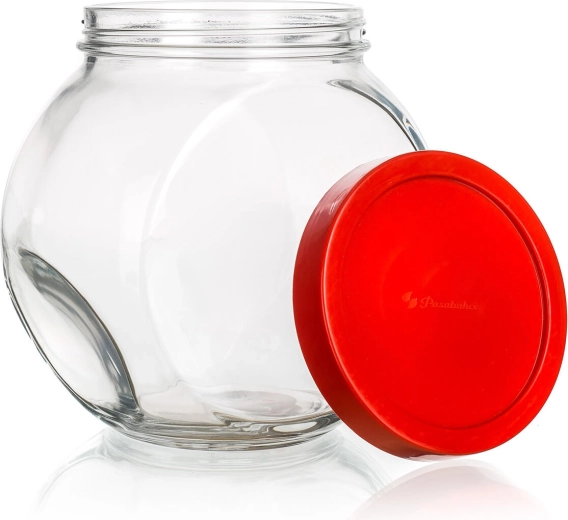 Bocal en verre WALLIBUCK 1,5 l avec couvercle à vis rouge