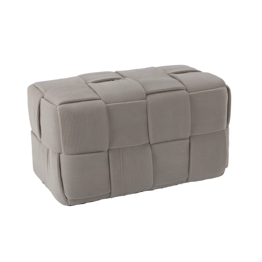 Geflochtener rechteckiger Pouf hellgrau 60 × 32 × 32 cm