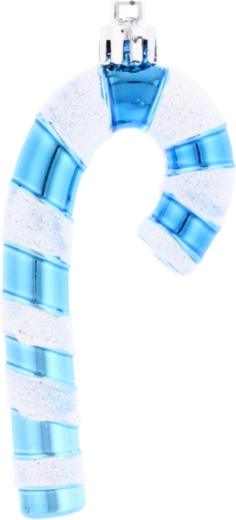 Lot de 4 décorations de Noël canne à sucre rayée 9 cm – bleu